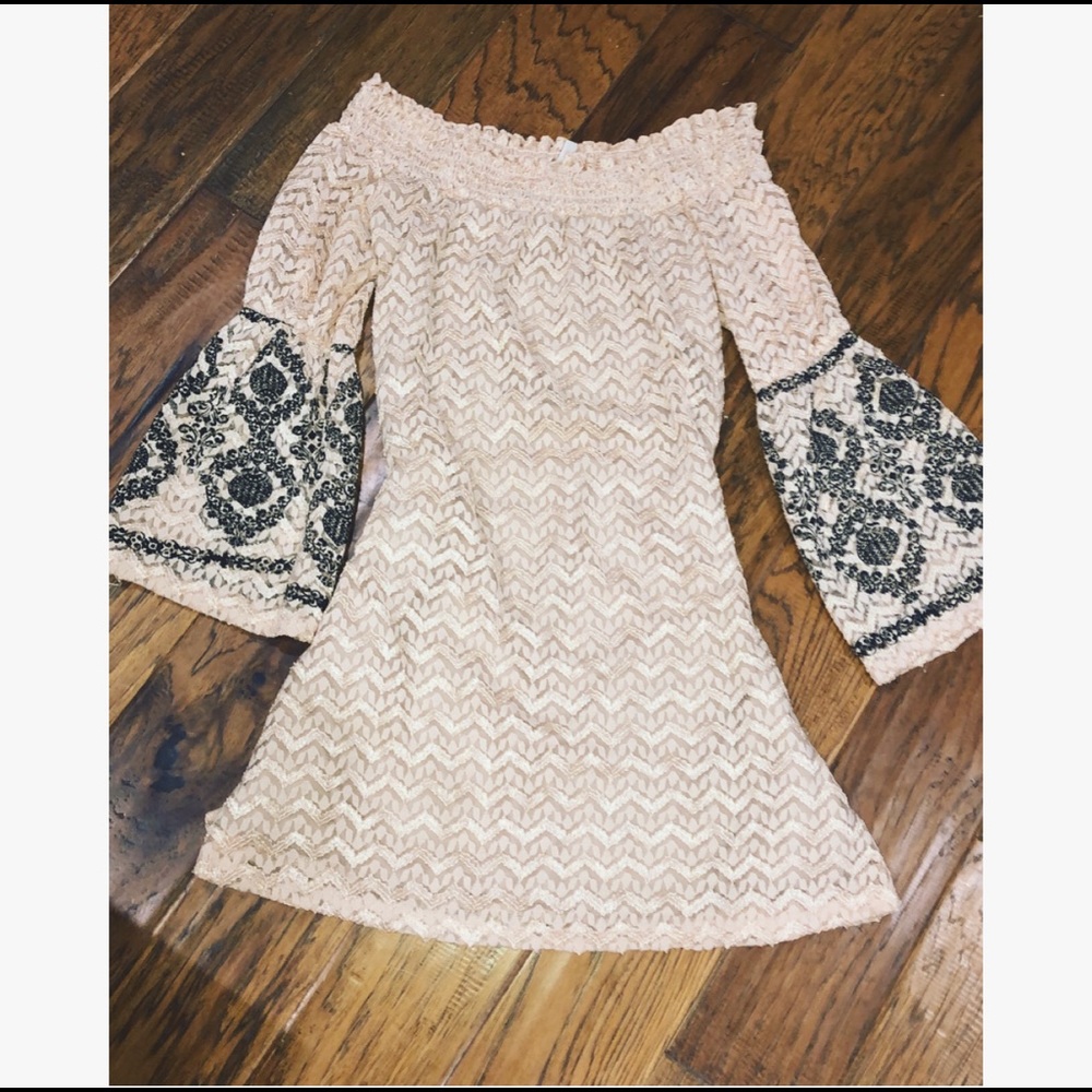 Lily pad BoHo Dress Bell Sleeve Dress Short Medium